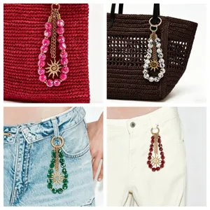 Breloque de sac en perles acryliques colorées et porte-clés style dopamine accessoire mode