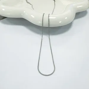 Gedetailleerd overzicht van de roestvrijstalen slangketting ketting, minimalistische stijl.