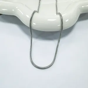 Minimalistische zilveren roestvrijstalen ronde slangketting halsketting, veelzijdige modeketting.