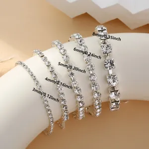 Vrouwen zilver kristal tennis armband meerdere maten 3mm 8mm strass ketting sieraden cadeau