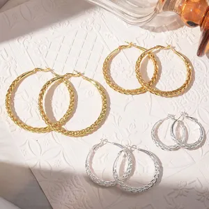 Goud en zilver getwist oorbellen set minimalistische metalen grote cirkels sieraden