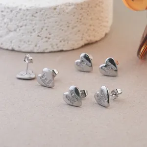 Koperen Hart Initiaal Oorknopjes Met 925 Sterling Zilver Stift Strass Alfabet Letter Oorbellen Voor Vrouwen Sieraden
