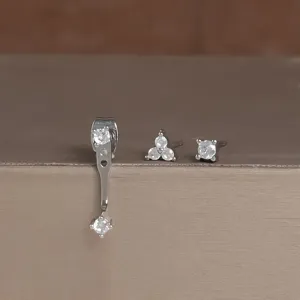 Detailopname van oorbellen set van koper met zirkonia, fijne en elegante afwerking.