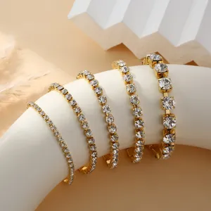 Vergulde strass tennisarmband set verschillende maten kristal ketting sieraden vrouwen