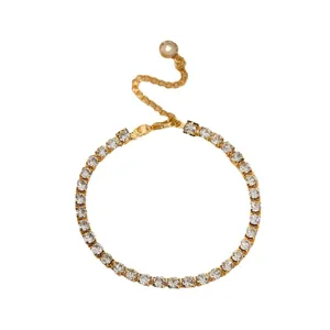 Verguld tennisarmband sprankelende zirkonia kristallen chique sieraden voor vrouwen hoofdfoto
