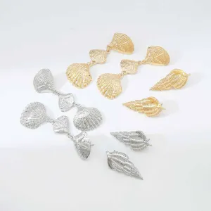 Chic summer beach ocean style shell and conch earrings set, gold and silver fashion jewelry.
