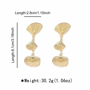 Gold seashell drop earrings summer beach style dangling jewelry for women fashion