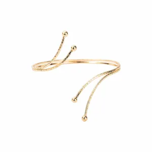 Gold open upper arm cuff bracelet punk style geometric metal body jewelry for women