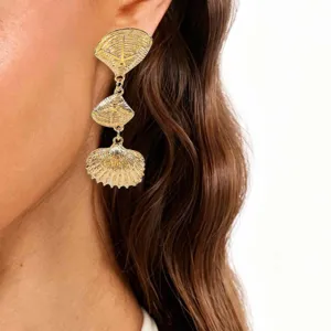 Ocean Style Zinc Alloy Seashell Conch Earrings With Artificial Pearl Beach Summer Jewelry Niche Dangle Stud Earrings For Women
