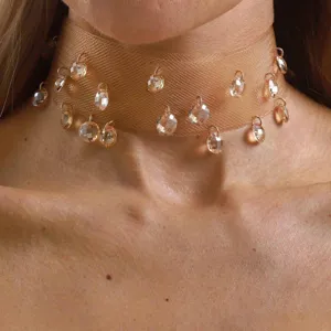 Fashion mesh crystal choker necklace for women statement punk bohemian jewelry accessory
