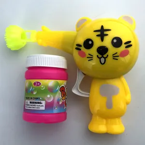 Pistola de burbujas manual de tigre de dibujos animados para niños con botella de agua para aire libre