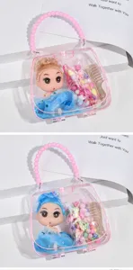 Set giocattolo borsa per bambini con bambola fai-da-te, perline colorate e pettine per ragazze.