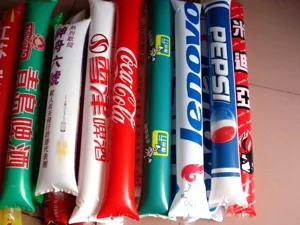 Inflatable cheering sticks for concerts and sports events, custom logo loud noisemaker sticks.