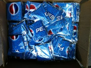 Wholesale inflatable cheering sticks in bulk packaging featuring branded globe logo design.