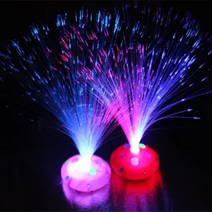 Colorful flashing fiber optic lamp detail, glowing LED toy lighting effect close up