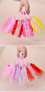 Borsa a mano in pizzo luminoso per bambini, borsa con perline colorata per festa di ragazze.