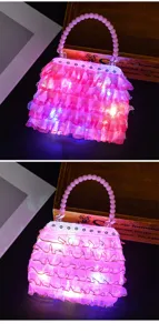 Borsetta giocattolo luminosa per ragazze, accessorio fai da te creativo con luci LED.