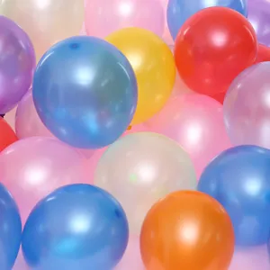 Colorful pearl latex balloons close up detail shot showing vibrant mixed party decoration spheres