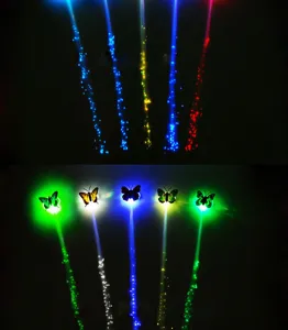 LED fiber optic butterfly hair braid detail showing colorful glowing lights and clips.