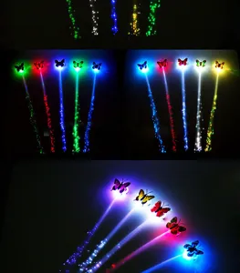 LED glowing butterfly hair braid fiber optic hair accessory colorful flashing details.