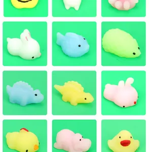 Cute animal mochi squeeze toy set, soft silicone fidget sensory stress relief toy for kids.