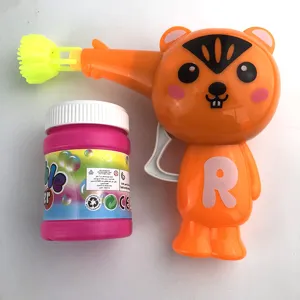 Pistola de burbujas manual de dibujos animados con botella de solución para niños.