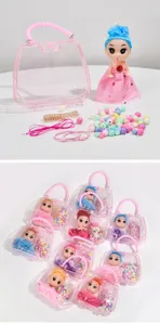 Set giocattolo borsetta per bambini con perline fai-da-te e bambola, regalo creativo per ragazze.