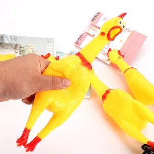 Lustiges schreiendes Hühnchen-Spielzeug Vinyl Quietsche-Huhn Neuheit Stressabbau Spielzeug für Haustiere und Streiche Täglicher Spaß