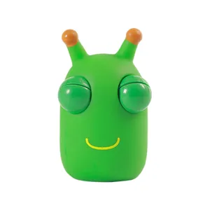 Green pop eye worm squeeze toy for stress relief, fun novelty fidget toy, cute design.