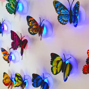 Stereo Butterfly Wall Sticker LED Luminous Night Light Colorful Flash Butterfly Lamp Home Decor Bedroom