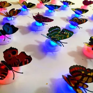 3D LED butterfly night light glowing wall sticker colorful decorative bedside lamp wholesale