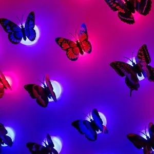 3D butterfly wall stickers LED night light glowing decor lamp for bedroom home party