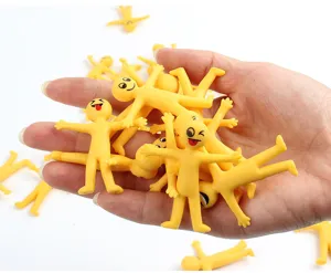 Mini gelber Dehnungs-Fidget-Toy, flexibles Gummi-Stressabbauspielzeug für Kinder und Spaß.