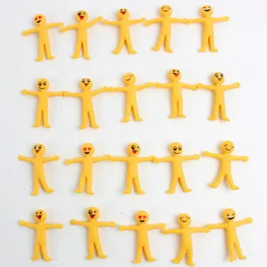 Mini gelbe Stretch Klebrige Männer Stressabbau Fidget Spielzeug Set, flexible Gummi Figuren.