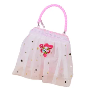 Borsa giocattolo luminosa per bambini borsetta principessa in tulle con perline stelle
