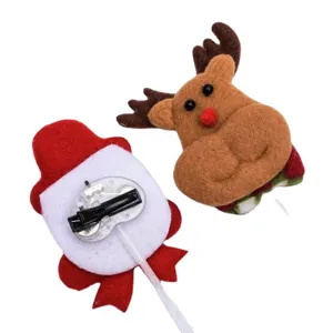 Christmas flashing LED reindeer hair clip glowing fiber optic holiday party hair accessories for kids.