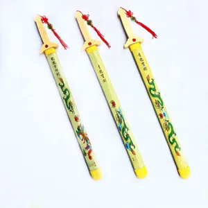 Children Wooden Toy Sword Bamboo Dragon Sword Traditional Chinese Style Toy Weapon For Kids Performance Gift