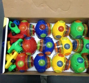 Colorful glowing spinning top toy set with launcher, exciting flashing electronic toy for kids.