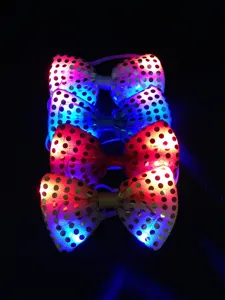 LED glowing sequin bow tie flashing colorful bowties for party stage performance night club decor