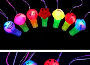 LED glowing whistle light up toy flashing party whistle with lanyard for bar celebration