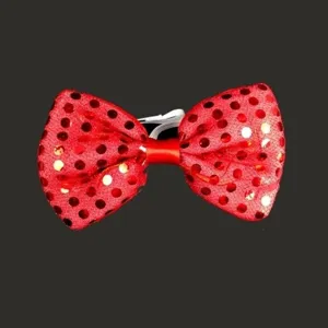Red sequin LED bow tie festive party performance necktie accessory shiny glittering decor.