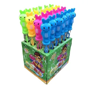 Colorful cartoon rabbit bubble wands set, 24 pieces in a display box, fun outdoor toys for kids.