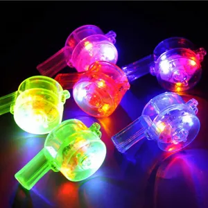 Colorful LED glowing whistles for party night events, flashing plastic toy whistles bulk.