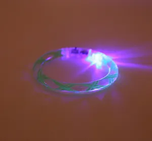 LED glowing acrylic bracelet detail view, light up party bangle toy for night market.