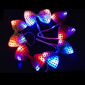 LED glowing sequin bowtie flashing colorful party bow tie for stage performance and festivals
