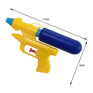 Children plastic water gun for summer beach and outdoor playing toy yellow blue 17cm