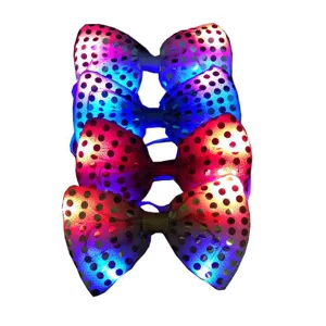 LED light up sequin bow tie flashing party wedding stage performance festival neckwear.