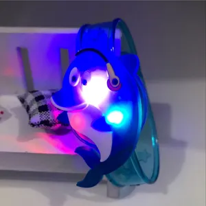 Kids cartoon dolphin glowing LED slap bracelet, flexible silicone flashing toy watch band.