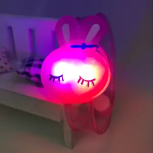 Children glowing silicone cartoon bunny rabbit toy LED flashing wristband for kids