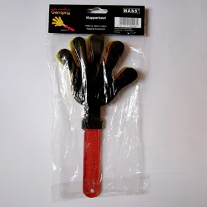 Main claqueur en plastique jouet bruyant pour fete concert evenement sportif noir rouge 30cm 1pc